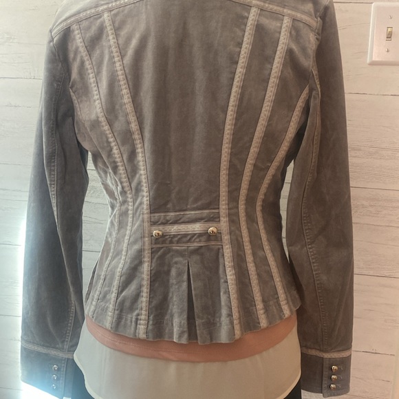 White House Black Market Silver Gray Velvet Jacket - Picture 4 of 5